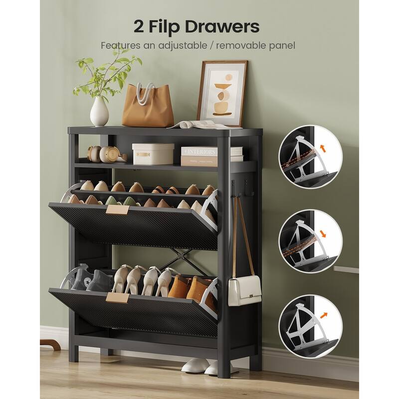 Shoe Storage Cabinet with 2 Large Flip Drawers Shoe Rack Cabinet
