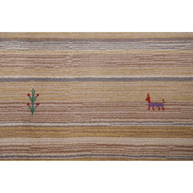 Hand Knotted Oriental 100% Wool Carpet Tribal Animal Pictorial Multi-Colored Gabbeh Area Rug - 7' 8'' X 5' 4''