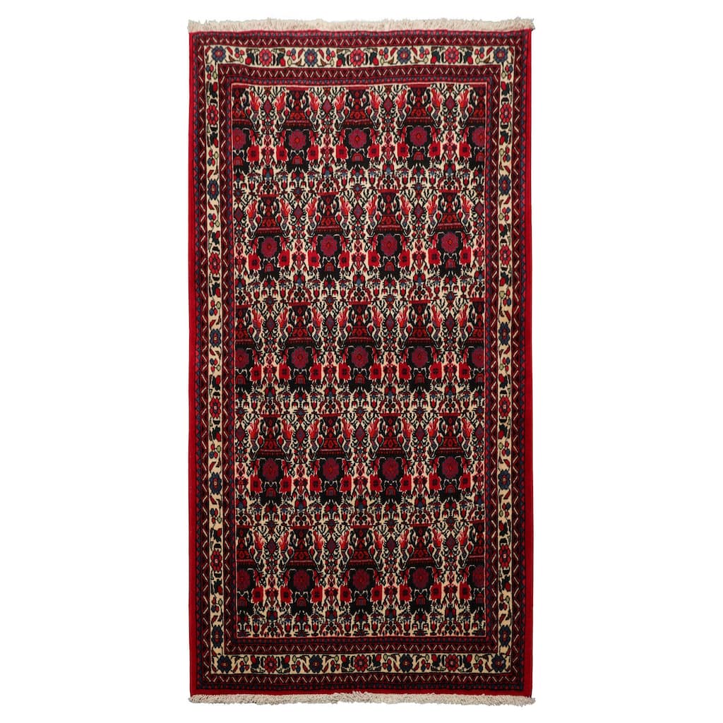 3'7''x5 Hand Knotted Wool Ivory Abadeh Traditional Rug - 3' 7'' x 5'