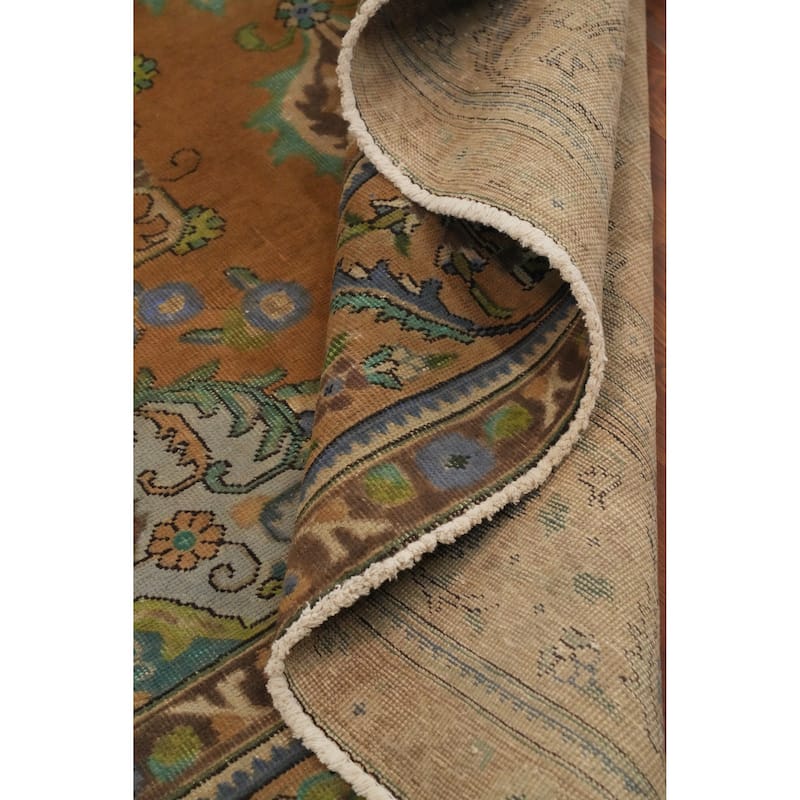 Hand Knotted Oriental 100% Wool Carpet Traditional Floral Oranges & Rust Tabriz Area Rug - 12' 0'' X 9' 6''
