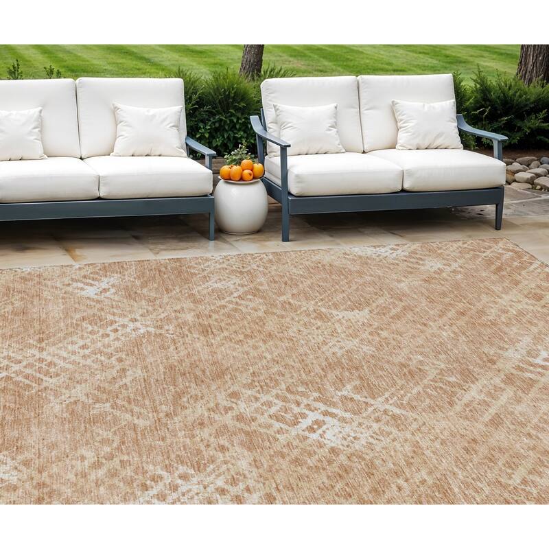 HomeRoots Geometric Transitional Rectangle Outdoor Rug - 9' X 12'