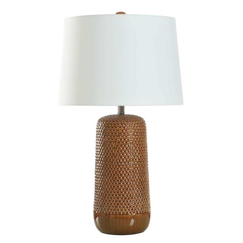 StyleCraft Galey - Woven Wicker Textured Design Table Lamp - Harvest Caramel