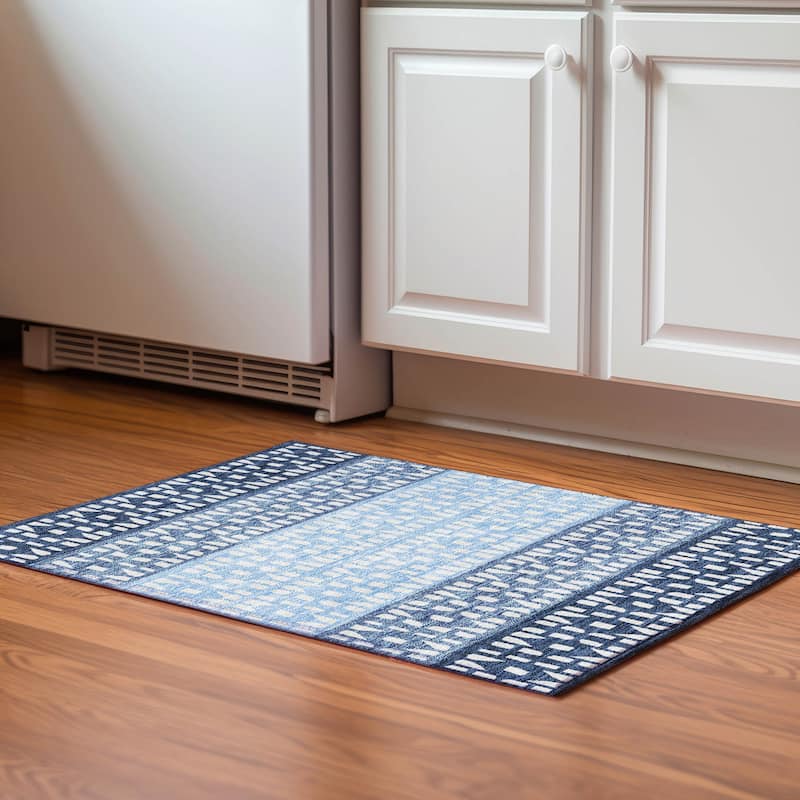 Premium Washable Super Soft Ombre Imprints Mayfield Rug - Blue - 1'8" x 2'6"