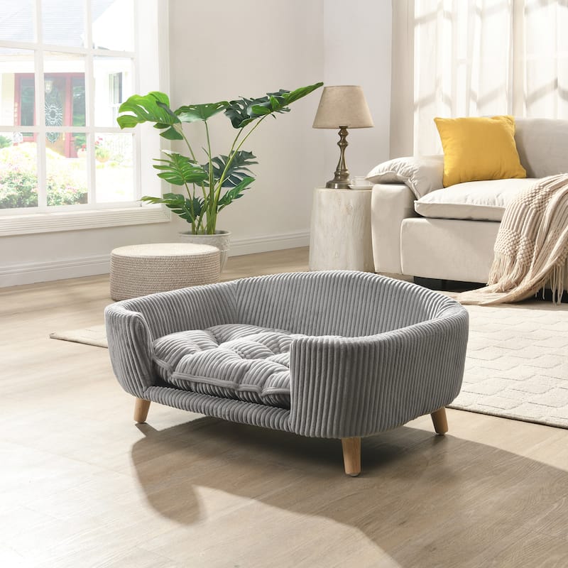 Christopher Knight Home - Araminta Elevated Corduroy Dog Bed - Grey Corduroy