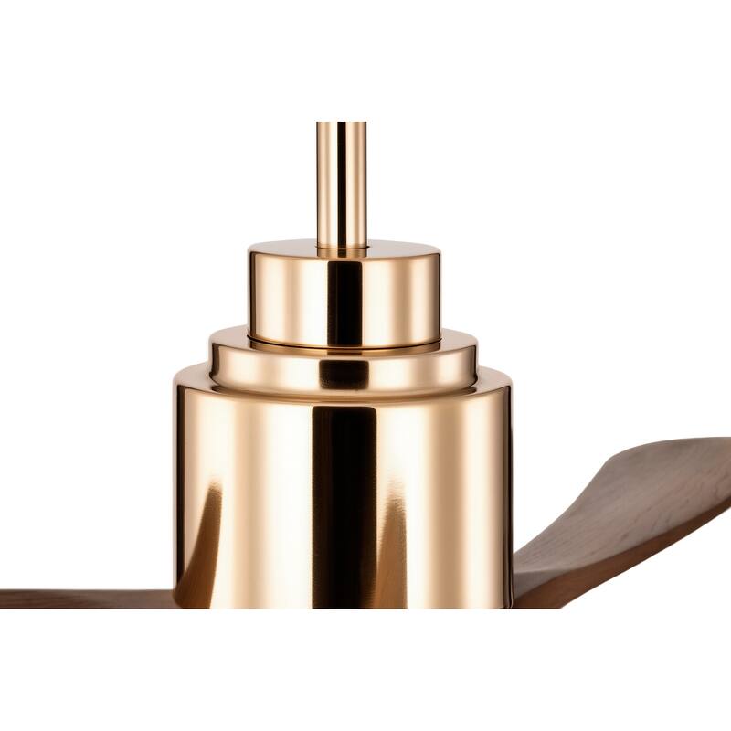 Matte Black/Gold 52 in. Integrated LED Indoor 3-Blade Ceiling Fan with Wood Blades, 6-Speed Remote Control