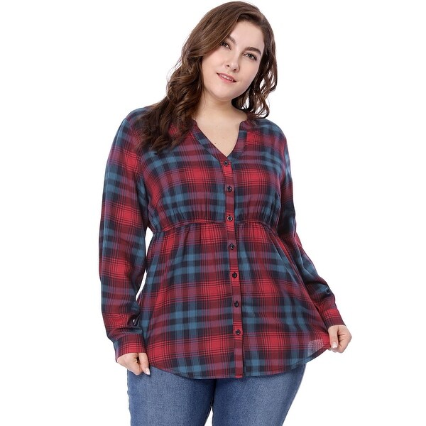 plus size red button down shirt