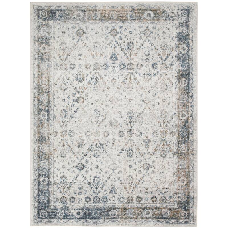 Mibiy Power Loomed Distressed Floral Low Pile Area Rug By HomeRoots