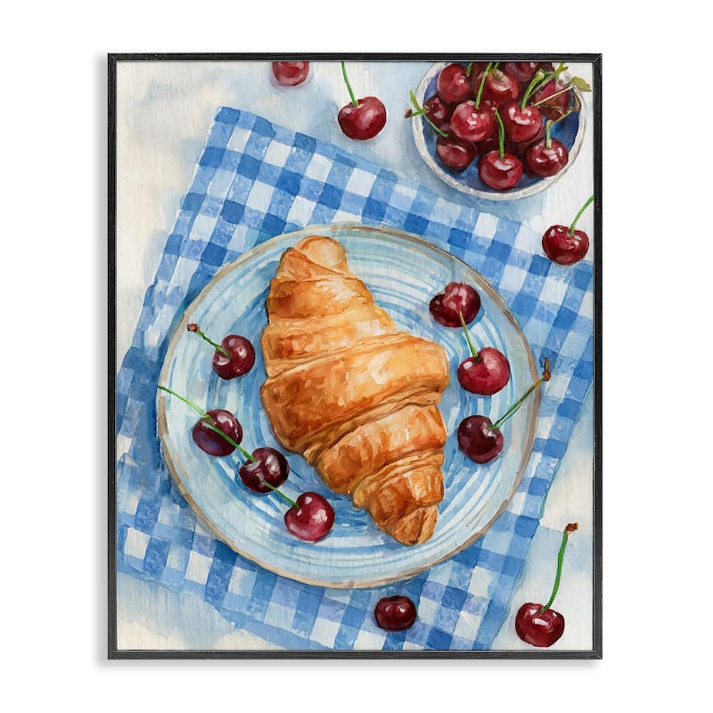 Stupell Cherries & Croissant Breakfast Framed Giclee Art Design By Lil' Rue - 16 x 20 - Black