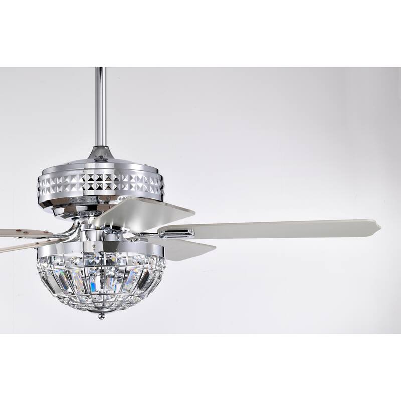 Alora 52 Inch Chrome Polished Finish Glam-Modern Style Crystal Ceiling Fan with Remote