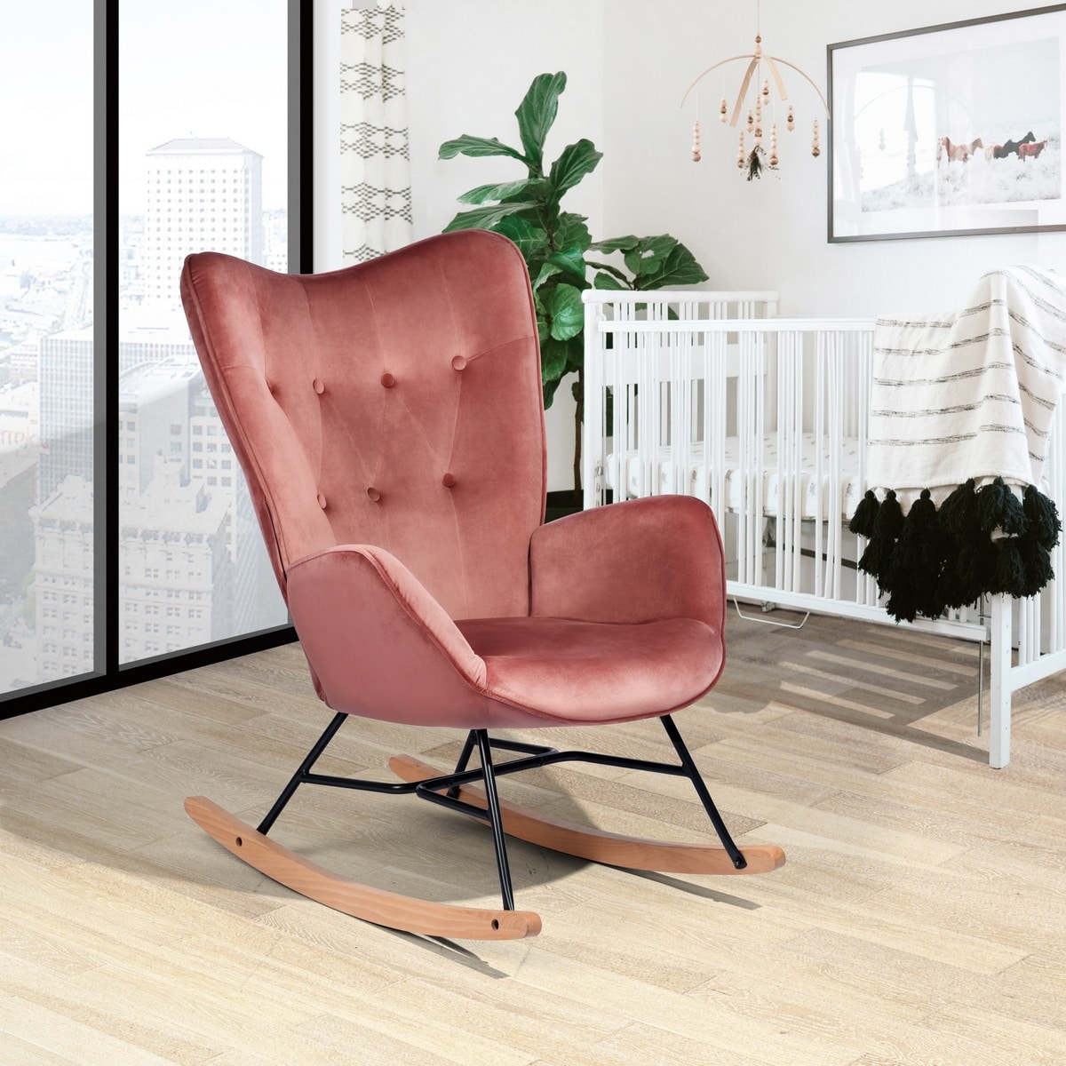 Modern glam deals velvet rocking chair