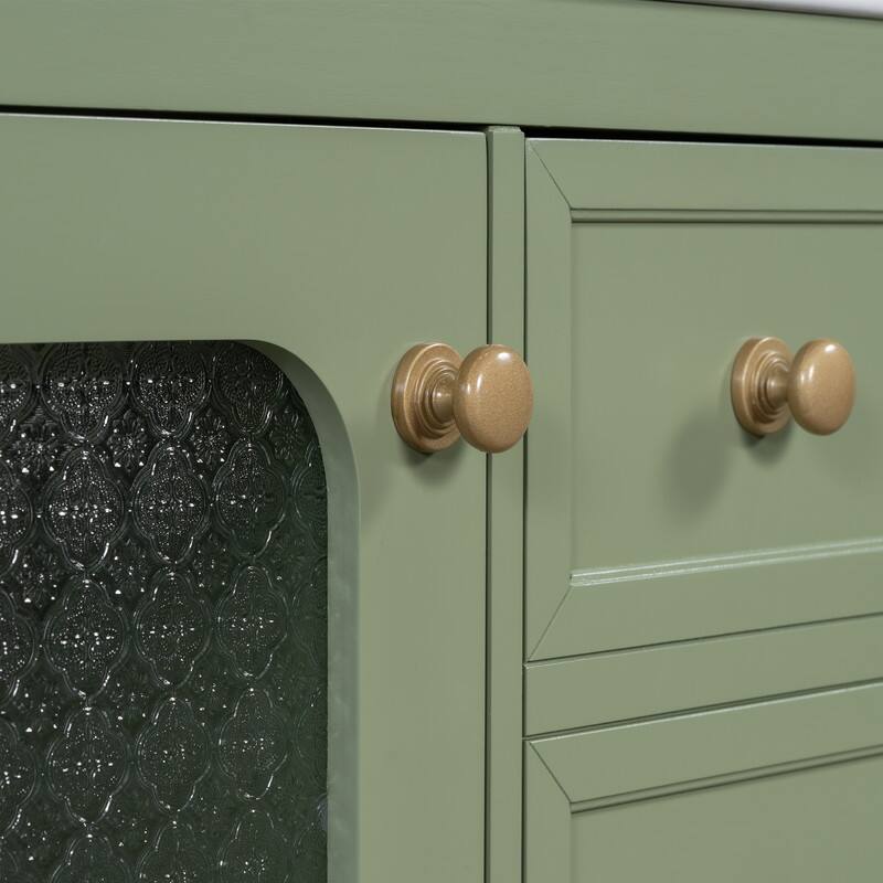 30''/36'' Bathroom Vanity with Sink, 3 Drawers Bathroom Storage Cabinet with Soft-Close Glass Door and Adjustable Shelf