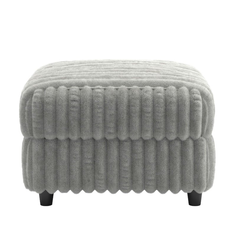 Veyron Furry Channel Fabric Down-filled Ottoman by iNSPIRE Q Modern