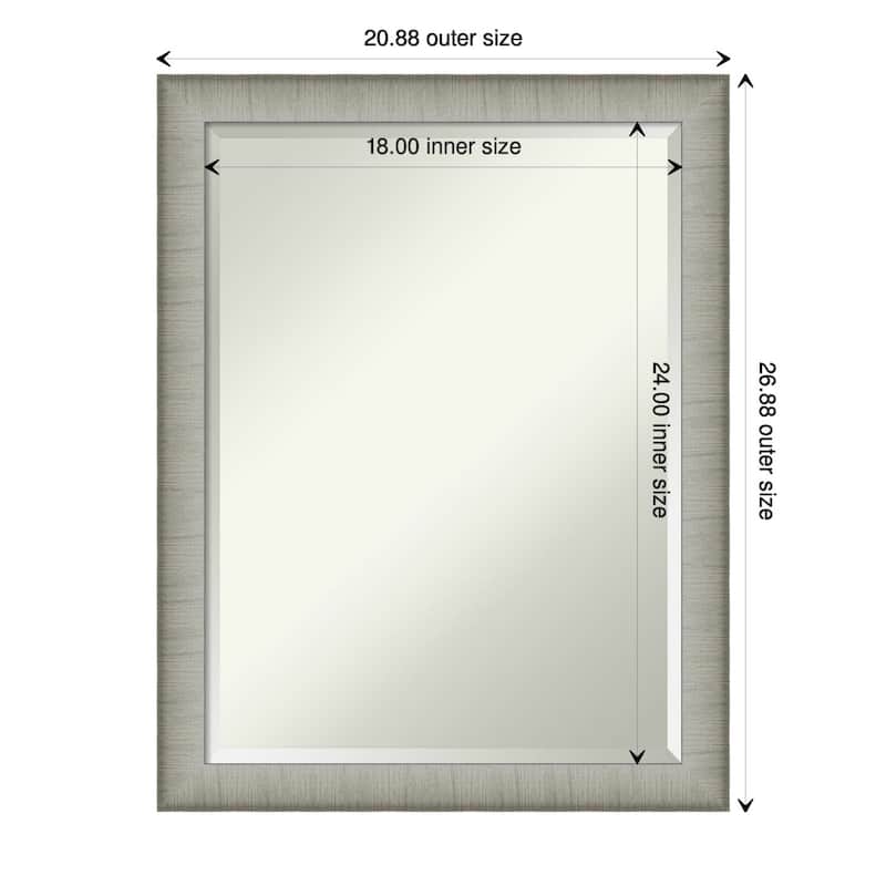 Beveled Wall Mirror - Elegant Brushed Bronze Narrow Frame - 21 x 27-inch - Elegant Brushed Pewter Narrow