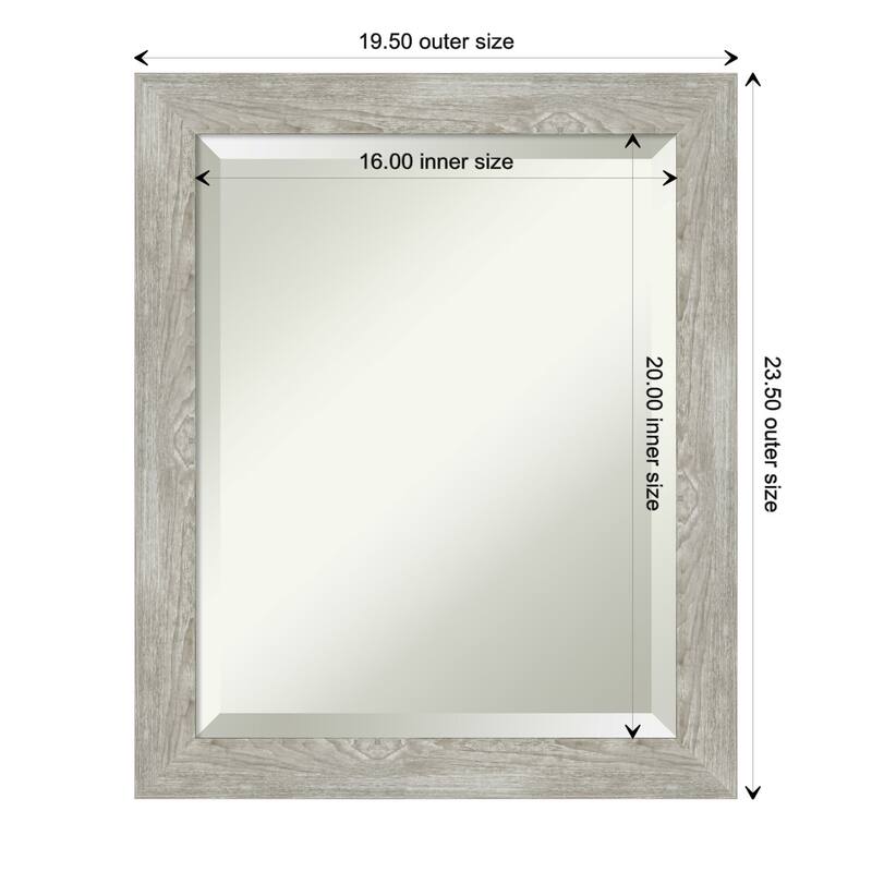 Beveled Wall Mirror - Dove Greywash Narrow Frame - Dove Greywash Narrow - 19.5 x 23.5-inch