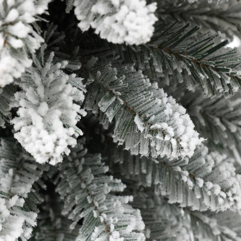 Set of 3 Snow-Flocked Christmas Trees with Metal Pots - 60" H x 15.7" Diameter