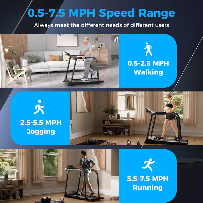 Costway 2.5 HP Walking Treadmill with Long Handrails for Seniors - See Details