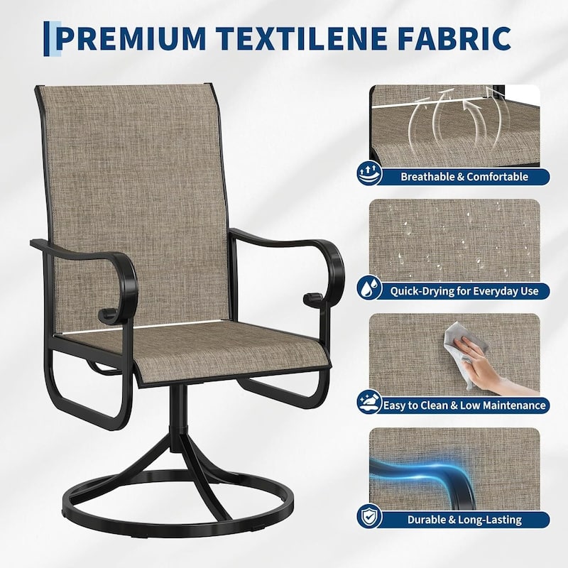 Set of 2 Outdoor Patio 360°Swivel Dining Chairs for Backyard, Poolside, Lawn, Porch or Garden (No Table)