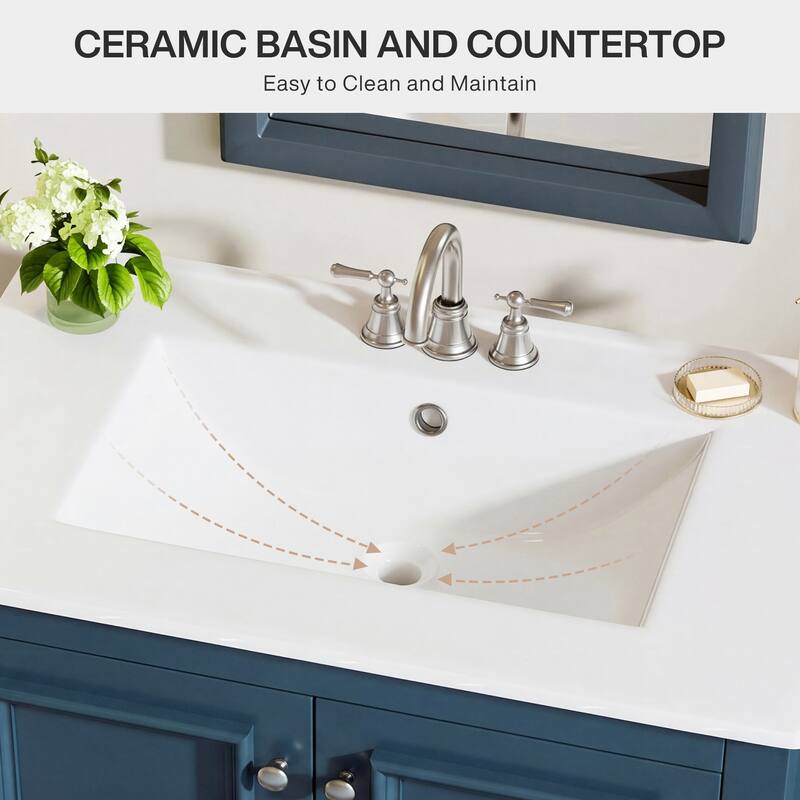 Modern Bathroom Vanity with Sink, Vanity Cabinet with Drawer and Door Organizer