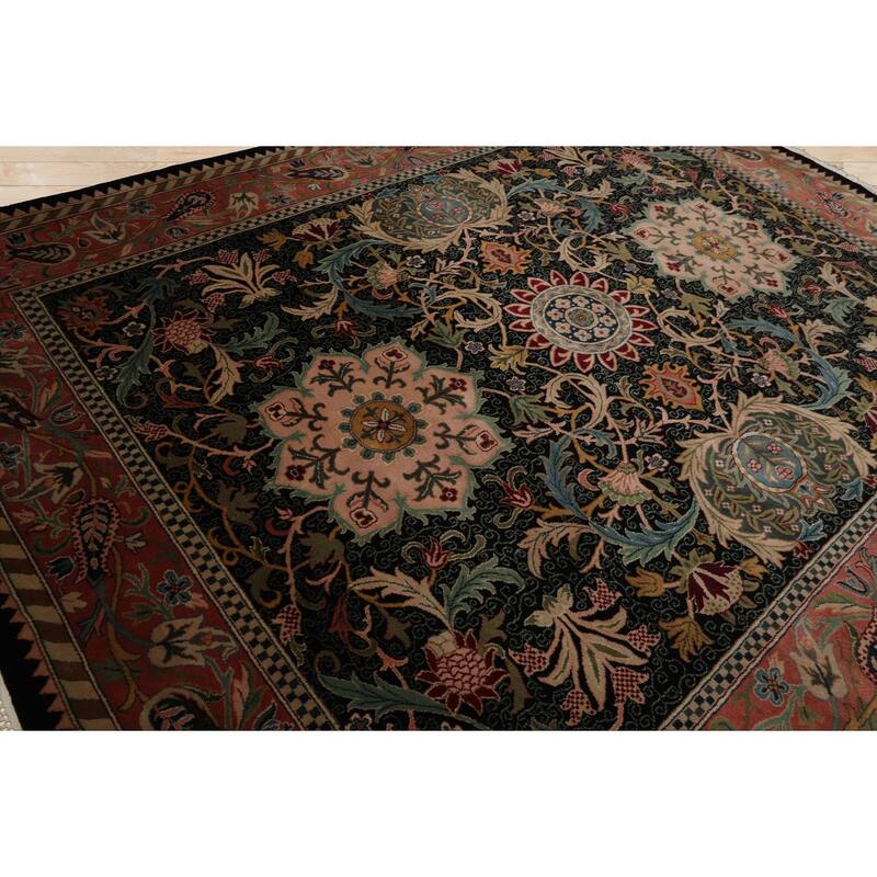 8x10 Hand Knotted Newzeland Wool Black French 200 KPSI Plush Pile Rug - 8' x 10'