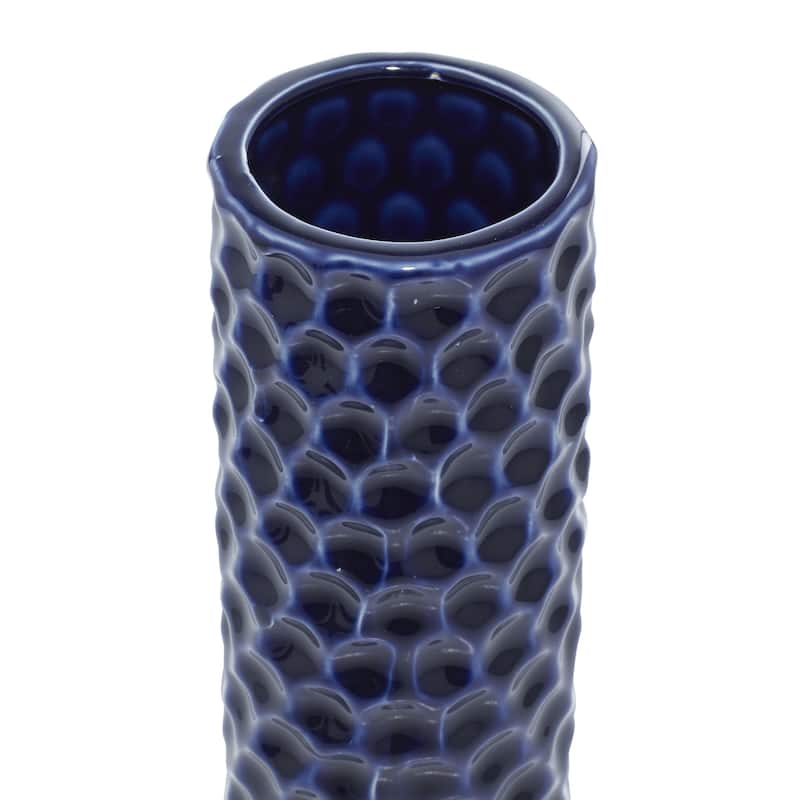 Ceramic Decorative Vase with Varying Patterns - Set of 3 Dark Blue - Roche River Decor