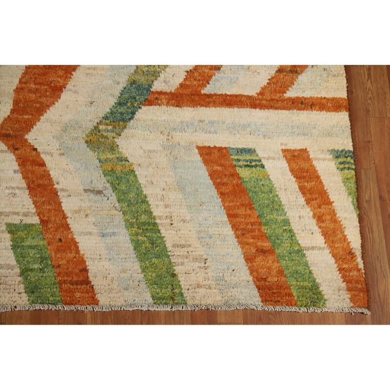 Moroccan Oriental Rug Hand-Knotted Bedroom Wool Carpet - 8'5" x 9'10"