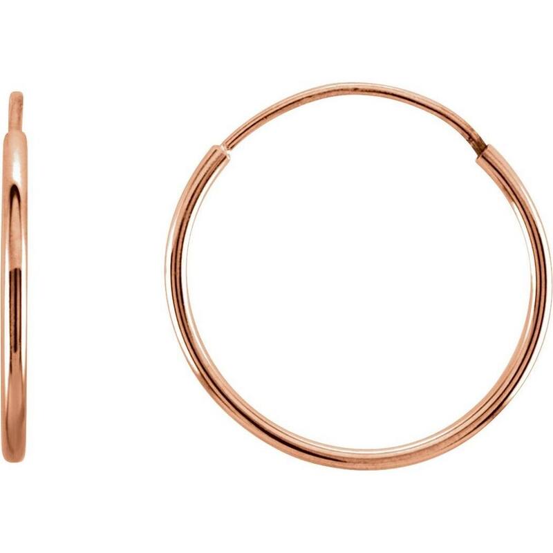 Curata 14k Rose Gold 15mm Polished Endless Hoop Earrings