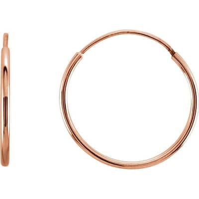 Curata 14k Rose Gold 15mm Polished Endless Hoop Earrings