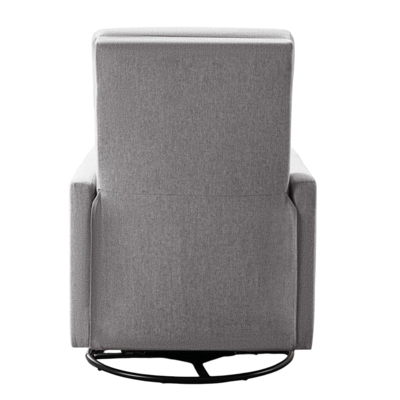 HomeRoots 26" Gray Tufted Linen Gliding Swivel Manual Rocker Recliner
