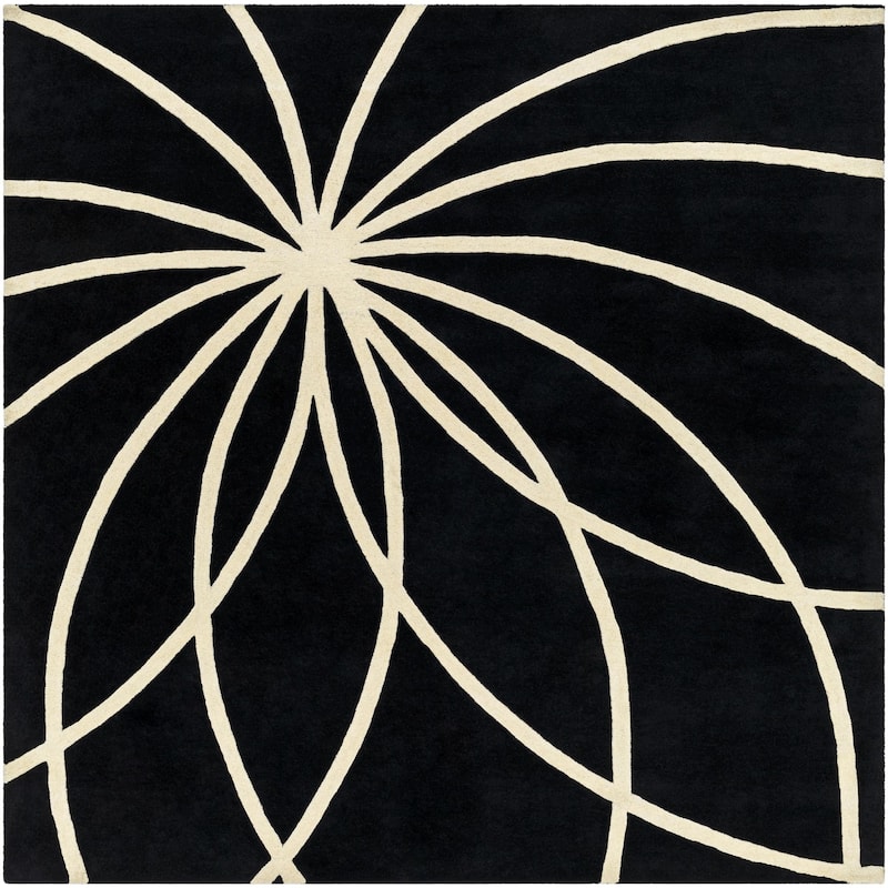 Livabliss Forum Handmade Transitional Wool Area Rug - Black - 4' x 4' Square