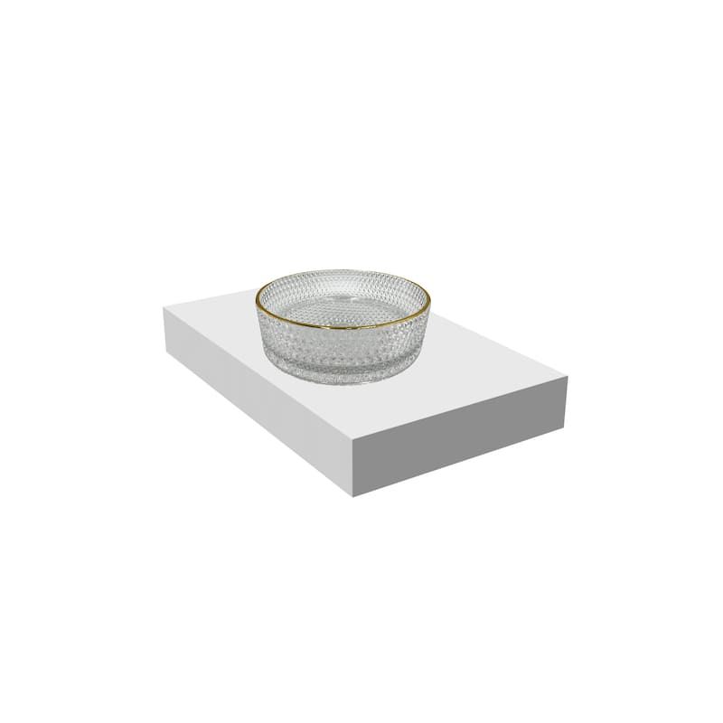 Scotch 16" & 14" Round Decorative Crystal Vessel Sinks With White Base