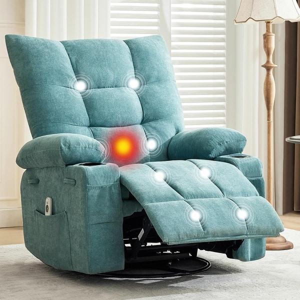 slide 2 of 16, 360 Degree Swivel Rocking Single Sofa with Cup Holders