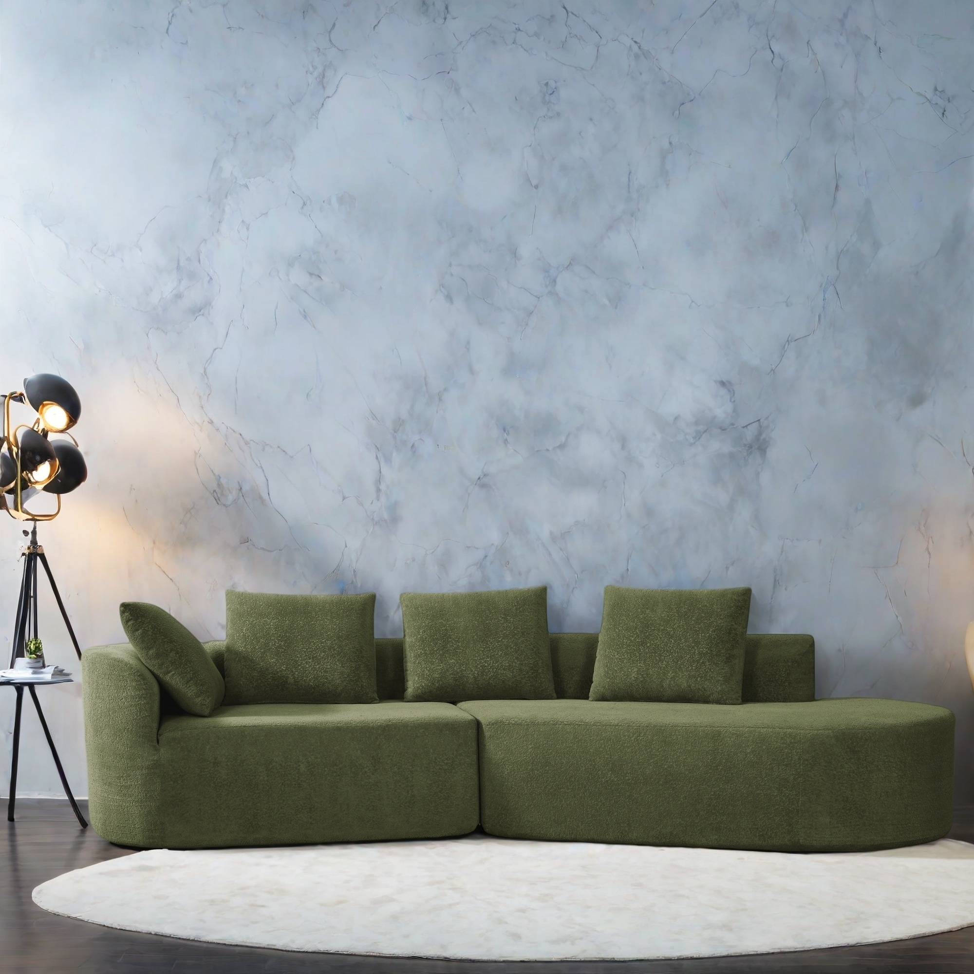 116" Polyester Modern 4-Seater Sofa with High-Density Sponge Construction