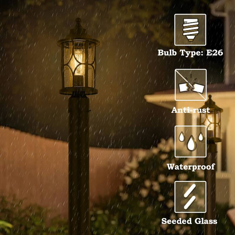 Lamp Post Outdoor Lighting, Seeded Glass