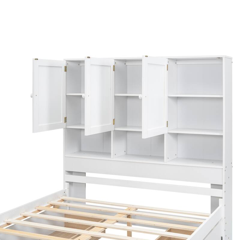 Harper&Bright Designs Platform Bed with Storage Headboard and 4 Drawers