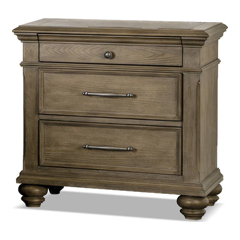 Furniture of America Rubb Aged Oak Wood 3-Drawer Nightstand