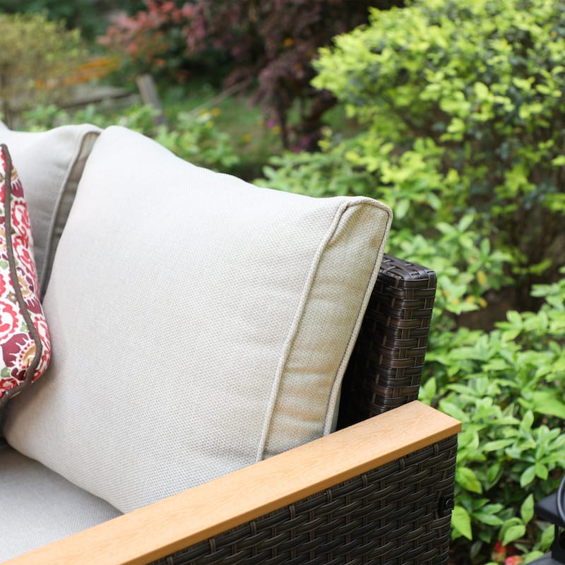 9-Piece Outdoor Wicker Sectional Sofa Patio Furniture Luxury Conversation Set, Beige Cushion