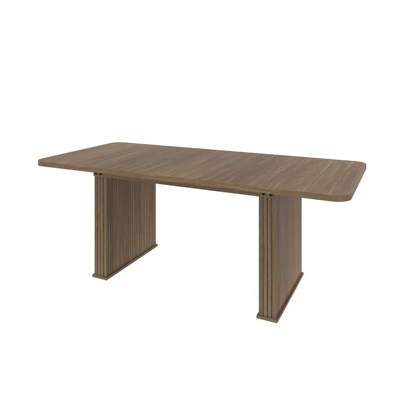 Modern Wood Kitchen Table with Double Robust Pedestal