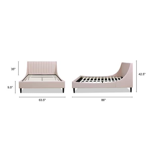 dimension image slide 5 of 13, Aspen Mid-Century Modern Performance Fabric Low Profile Upholstered Platform Bed