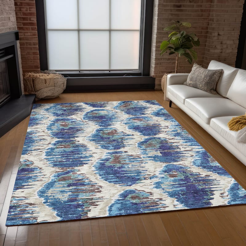 Machine Washable Indoor/ Outdoor Chantille Contemporary Abstract Rug