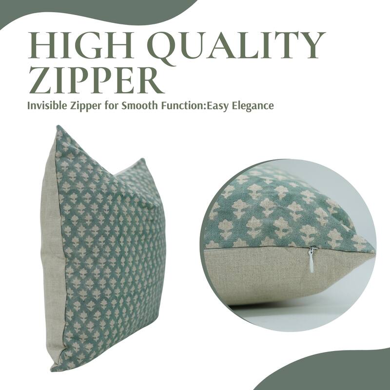 Fabdivine Block Print 12x20 Inch Pillow Cover Pure Linen Floral Farmhouse Decor Accent for Brown Soft, Cushion Case, Kanak Buti