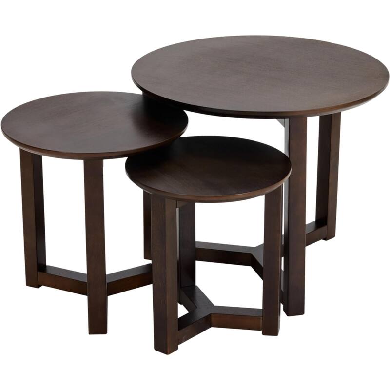 Aria Home Avanti Nesting Trio 3 Piece Wood Nesting Table Set