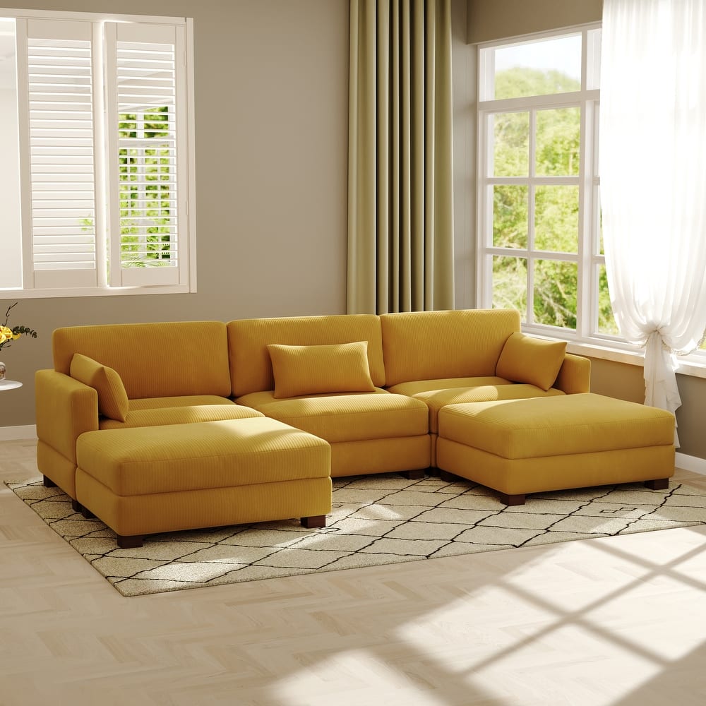 Modern U-shaped Modular Corduroy Sectional Sofa