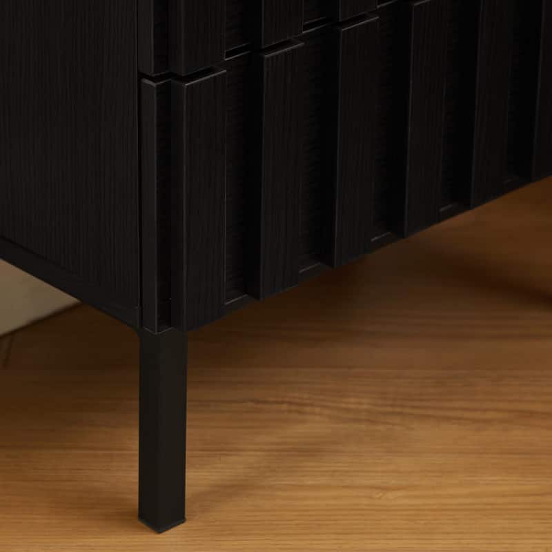 Mid Century Woodgrain Nightstand Pair 2 Drawers Bedside Table