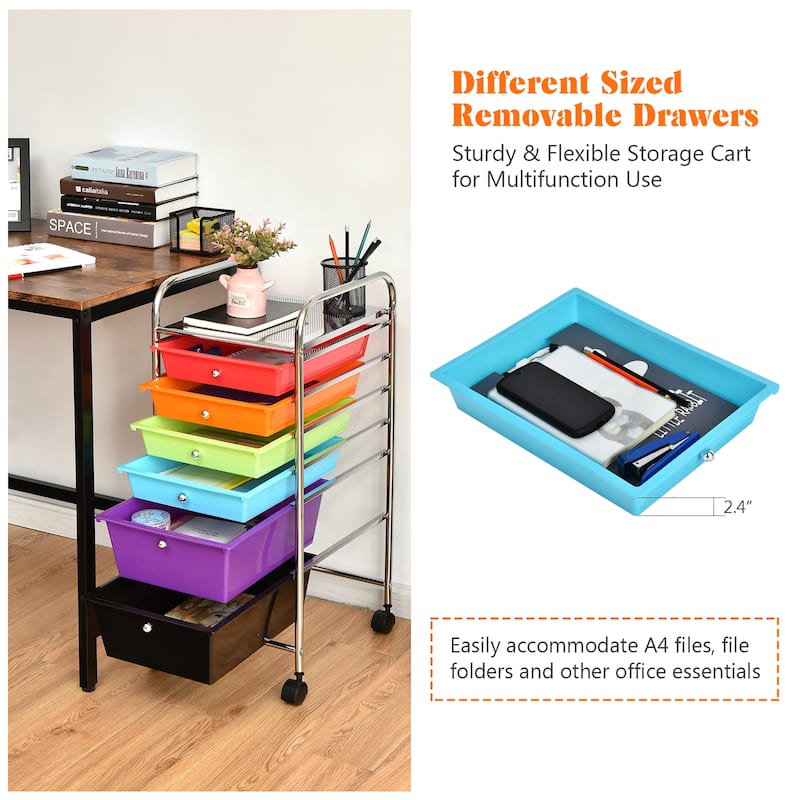Costway 6 Drawer Rolling Storage Cart Scrapbook Paper Office Organizer
