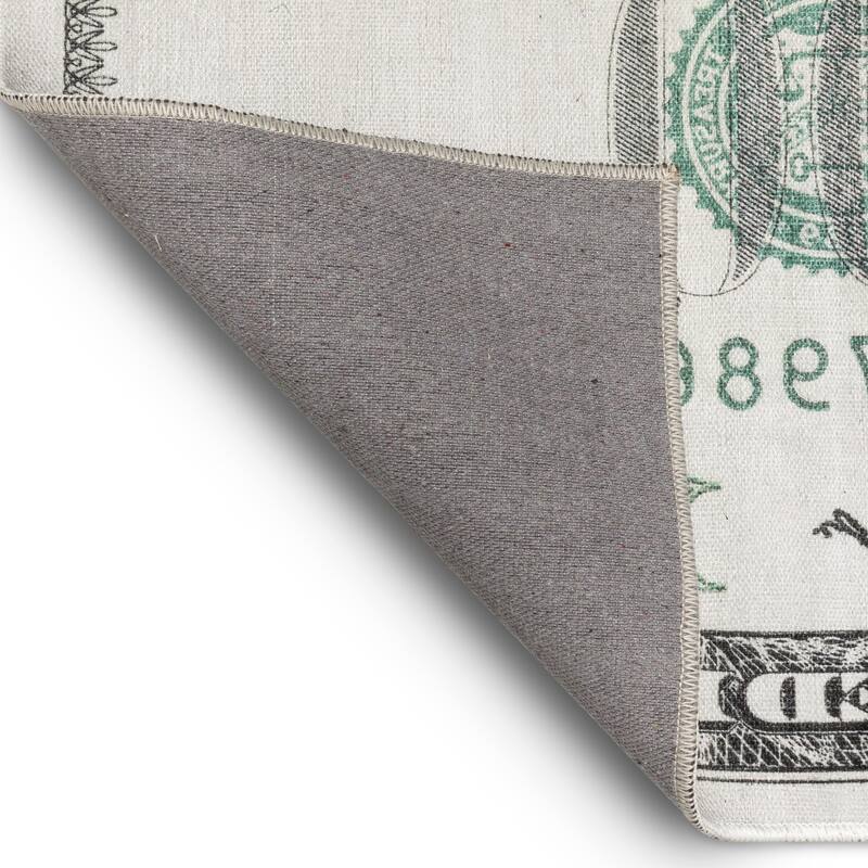 Well Woven Money Dollar Front 2006A Modern Machine Washable Area Rug