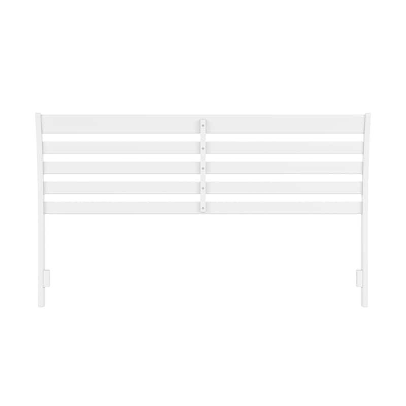 King Size Solid Wood Headboard with Traditional Design and Smooth Panels, White Finish for Master Bedrooms