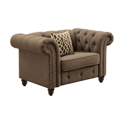 29" Linen Chair with Turned-Bun Legs