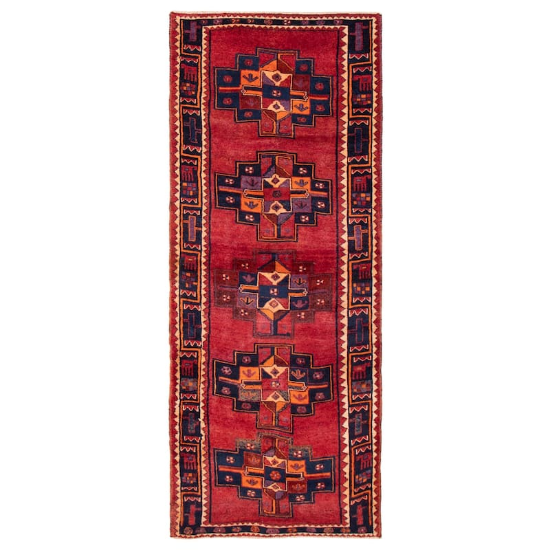 ECARPETGALLERY Hand-knotted Melis Vintage Red Wool Rug - 4'2 x 10'10 - Dark Red - 4'2 x 10'10