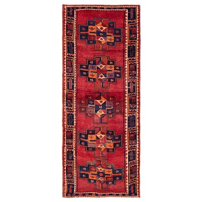 ECARPETGALLERY Hand-knotted Melis Vintage Red Wool Rug - 4'2 x 10'10
