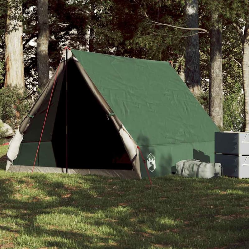 vidaXL Camping Tent A-Frame 2-Person Green Waterproof - Green - 82.7 x 59.1 x 47.2 - 2 person